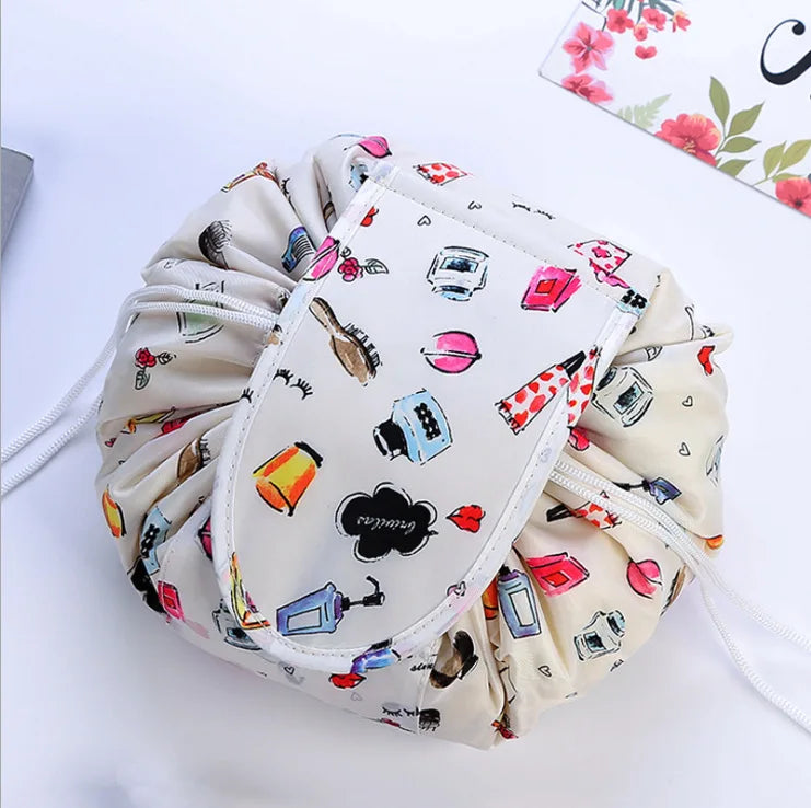 Kawaii Floral Drawstring Makeup Bag πΈβ¨ | Portable Waterproof Cosmetic Pouch for Travel & Toiletries ππ