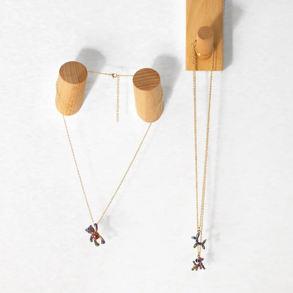 Kawaii Gold-Plated Rainbow Puppy Necklace πΆβ¨ | Cute Animal Jewelry Gift for Women ππ