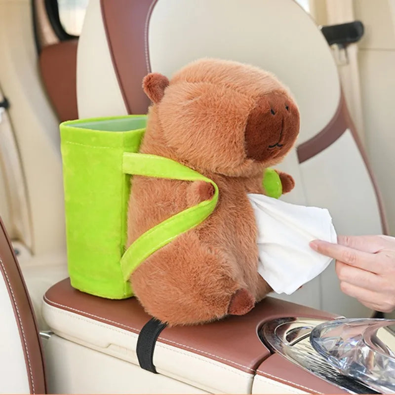 Kawaii Capybara Plush Car Tissue Box & Trash Bin π¦β¨ Cute Storage for Keys, Phones & Umbrellas ππ