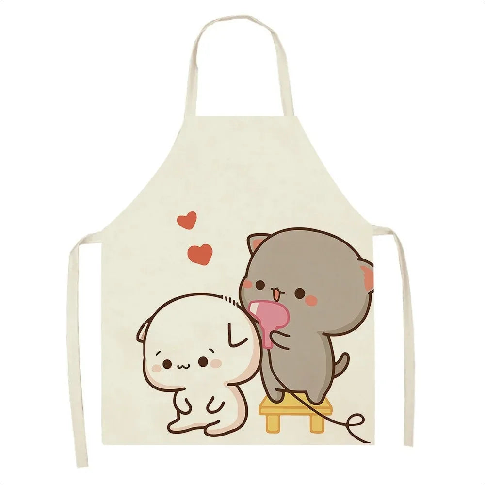 Cute Cartoon Cat Cooking Apron ππ± - Fun & Mess-Free for Couples in the Kitchen π³π©βπ³ - Pixie Quill