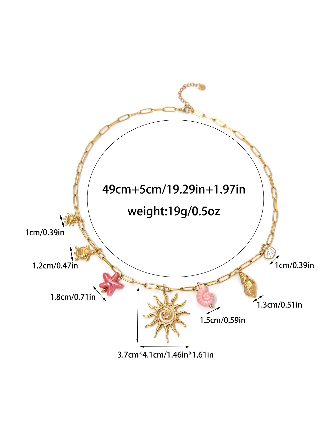 Vintage Stainless Steel Shell Turtle Pendant Necklace With Sun Starfish Charm For Women 🐢🌊✨