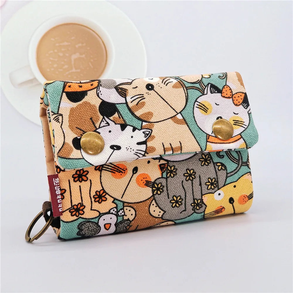 Kawaii Canvas Coin Pouch πβ¨ | Cute Cartoon Key Organizer Wallet for Girls ππ | Adorable Mini Money Bag!