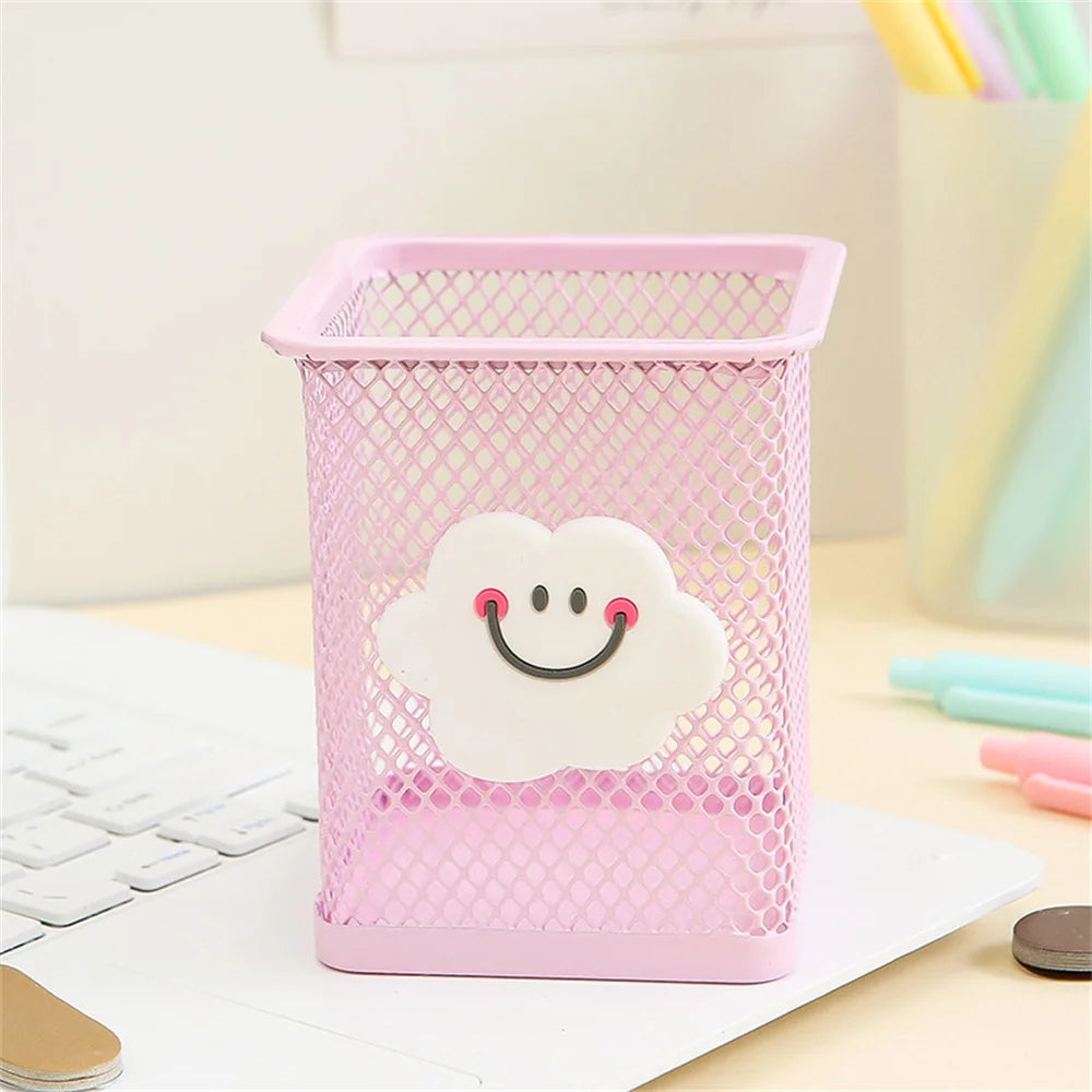 Kawaii Heart-Shaped Pen Holder πΈ Cute Cartoon Organizer for Desk π Perfect Student & Office Decor βοΈβ¨