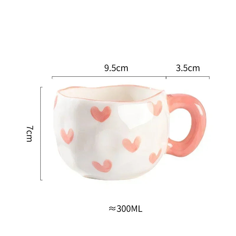 Whimsical Flower Heart Ceramic Mug πΌπ - Adorable Irregular Cup for Coffee, Tea & Juice! Perfect Gift for Kids & Girls!