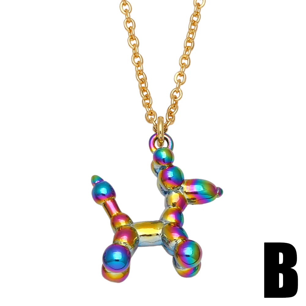 Kawaii Gold-Plated Rainbow Puppy Necklace πΆβ¨ | Cute Animal Jewelry Gift for Women ππ