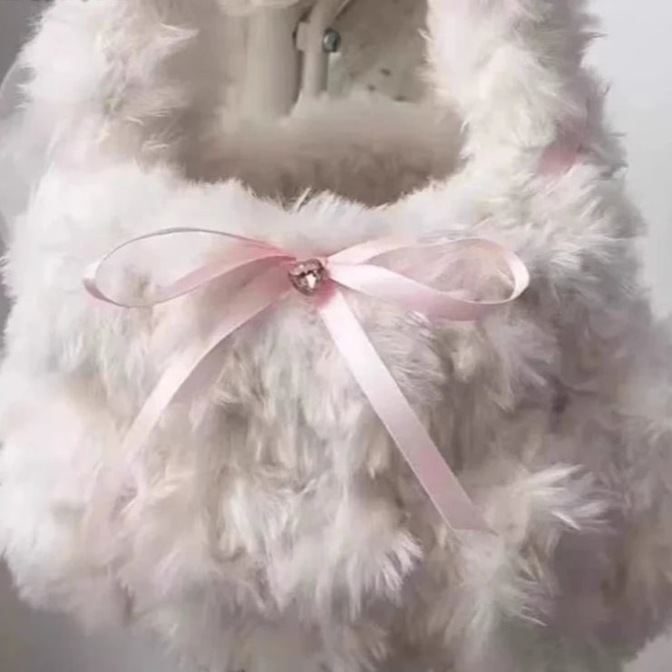 Kawaii Cloud Bow Bag βοΈπ Fluffy Y2K Chic Shoulder Handbag for Cute Style πΈβ¨