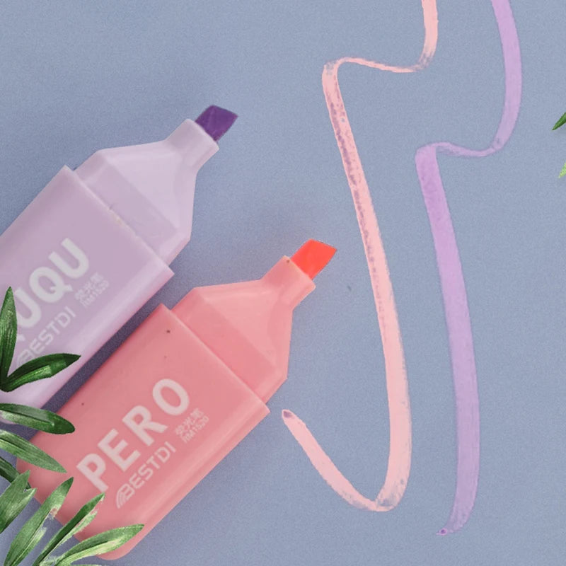 Adorable Kawaii Bear Highlighter Pens β¨ποΈ - Cute 4/5/6 Pack Candy Color Neon Markers for School Supplies!