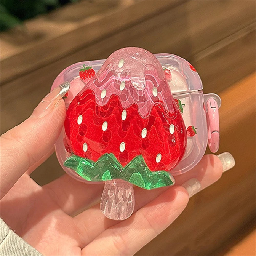 Kawaii 3D Strawberry & Orange AirPods Case ππ | Cute Soft Silicone Keychain Cover for AirPods 1, 2, 3 & Pro 2