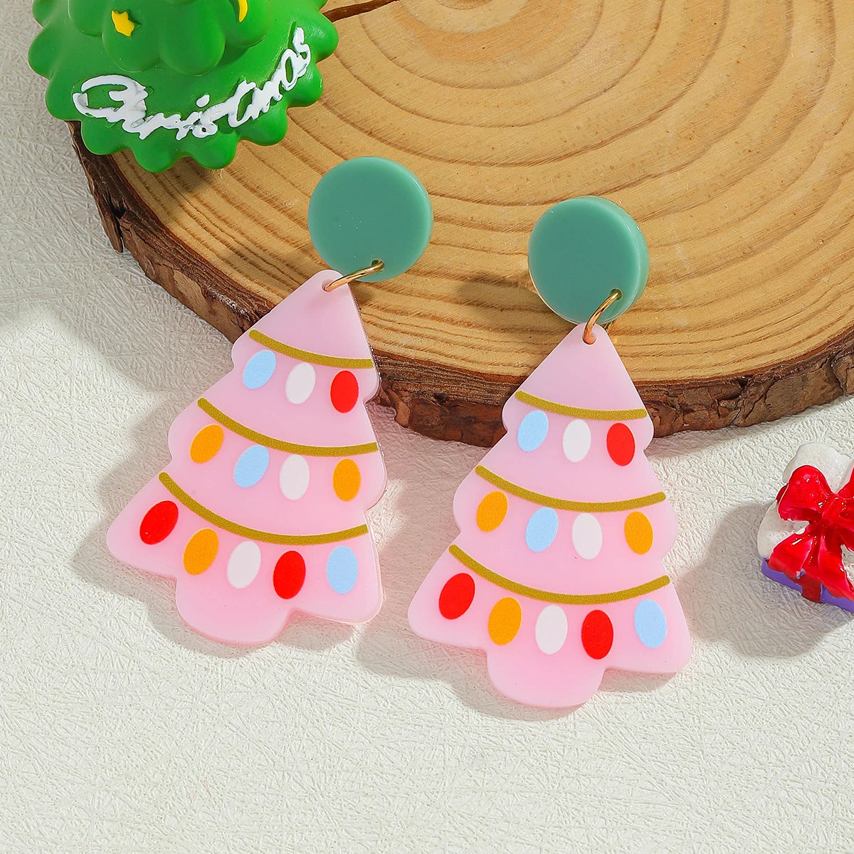 Acrylic Santa Drop Earrings Christmas Tree Charm Holiday Accessory For Women ππ
