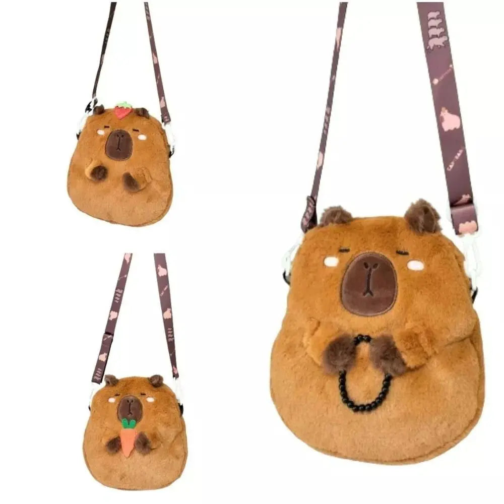 Kawaii Capybara Plush Crossbody Bag πΎβ¨ - Adorable School & Casual Shoulder Bag for Youth! ππ