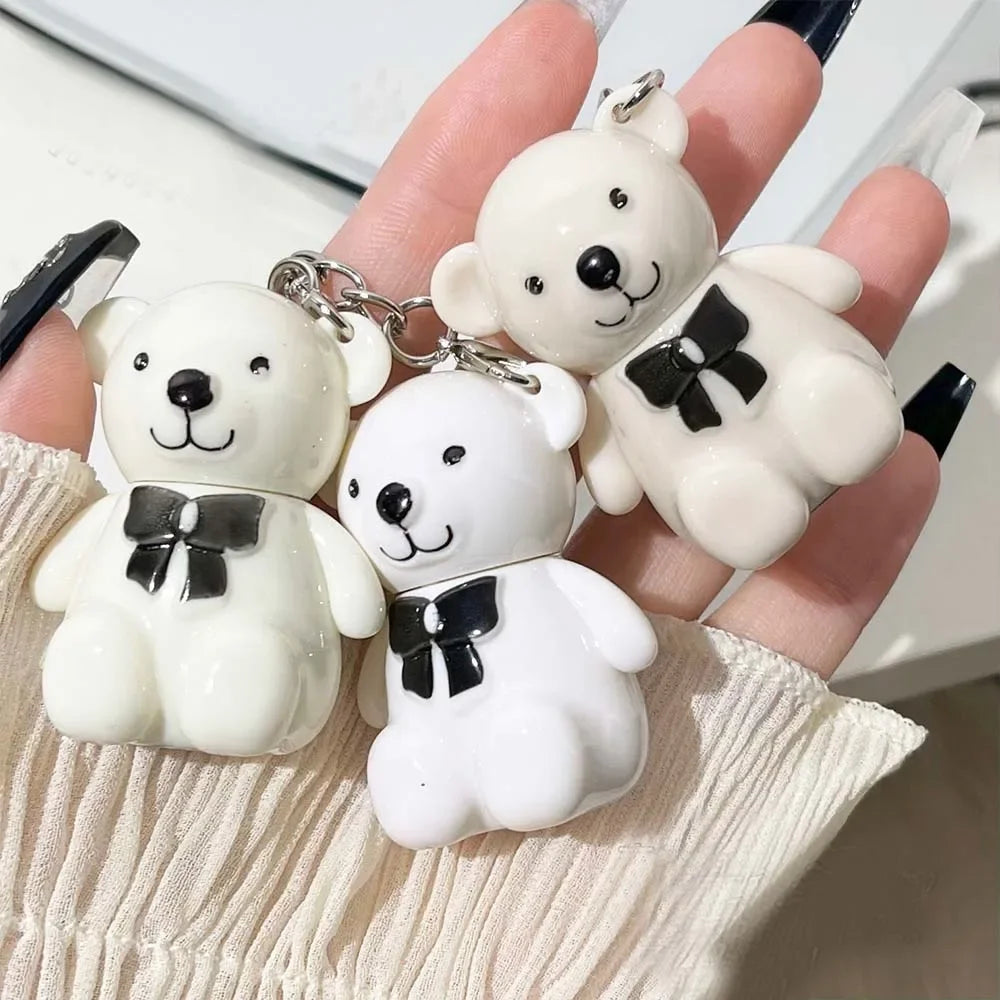 Water Light Mirror Lip Glaze Waterproof Long Lasting Cute Bear Keychain Lip Gloss Silky Smooth Liquid Lipstick Women Lip Makeup