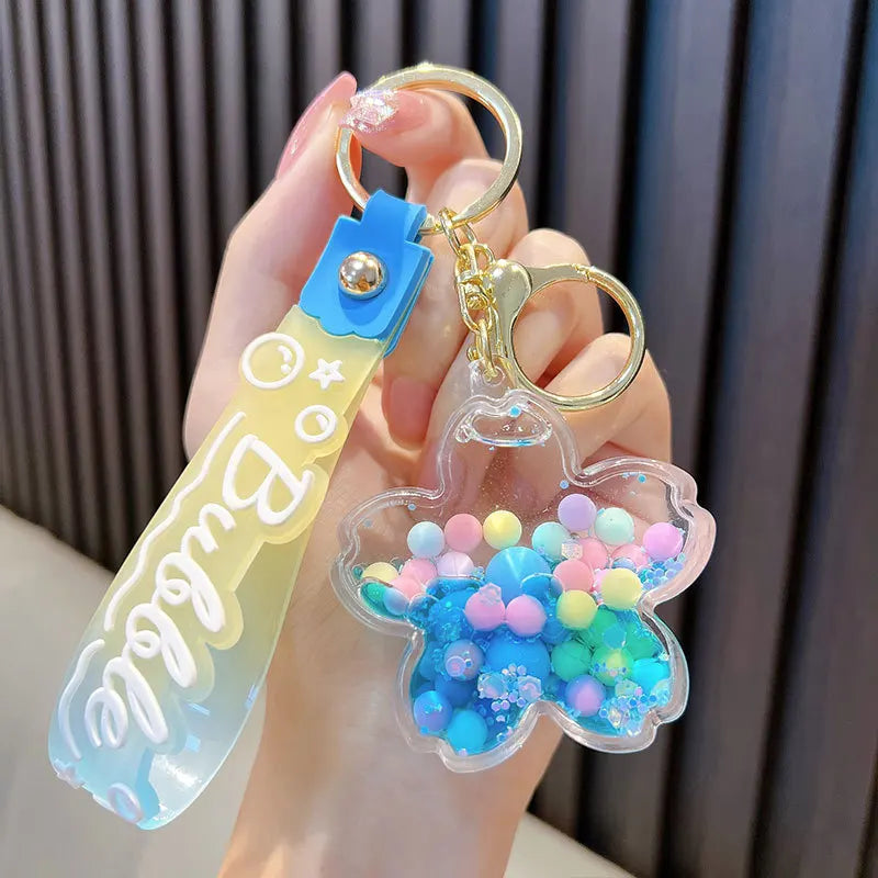 π±β¨Adorable Kitty Tea Cup Liquid Keychain ππ Floating Quicksand Joy! Perfect Pendant for Girls & Backpacks! ππ
