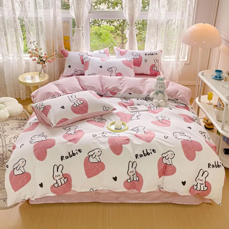 Kawaii Strawberry Dreams Duvet Cover Set - Adorable 3-Piece Cotton Bedding for Cozy Comfort ๐โจ
