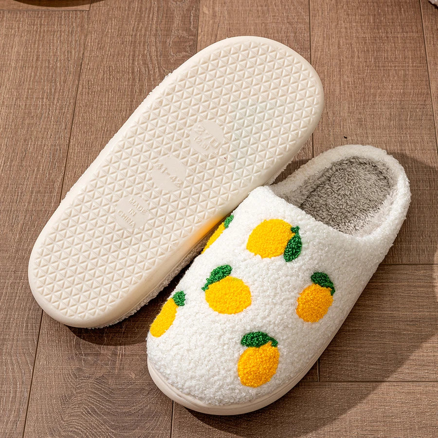 Kawaii Lemon Slice Indoor Slippers πβ¨ - Cozy & Cute Winter Footwear for Women ππ₯Ώ