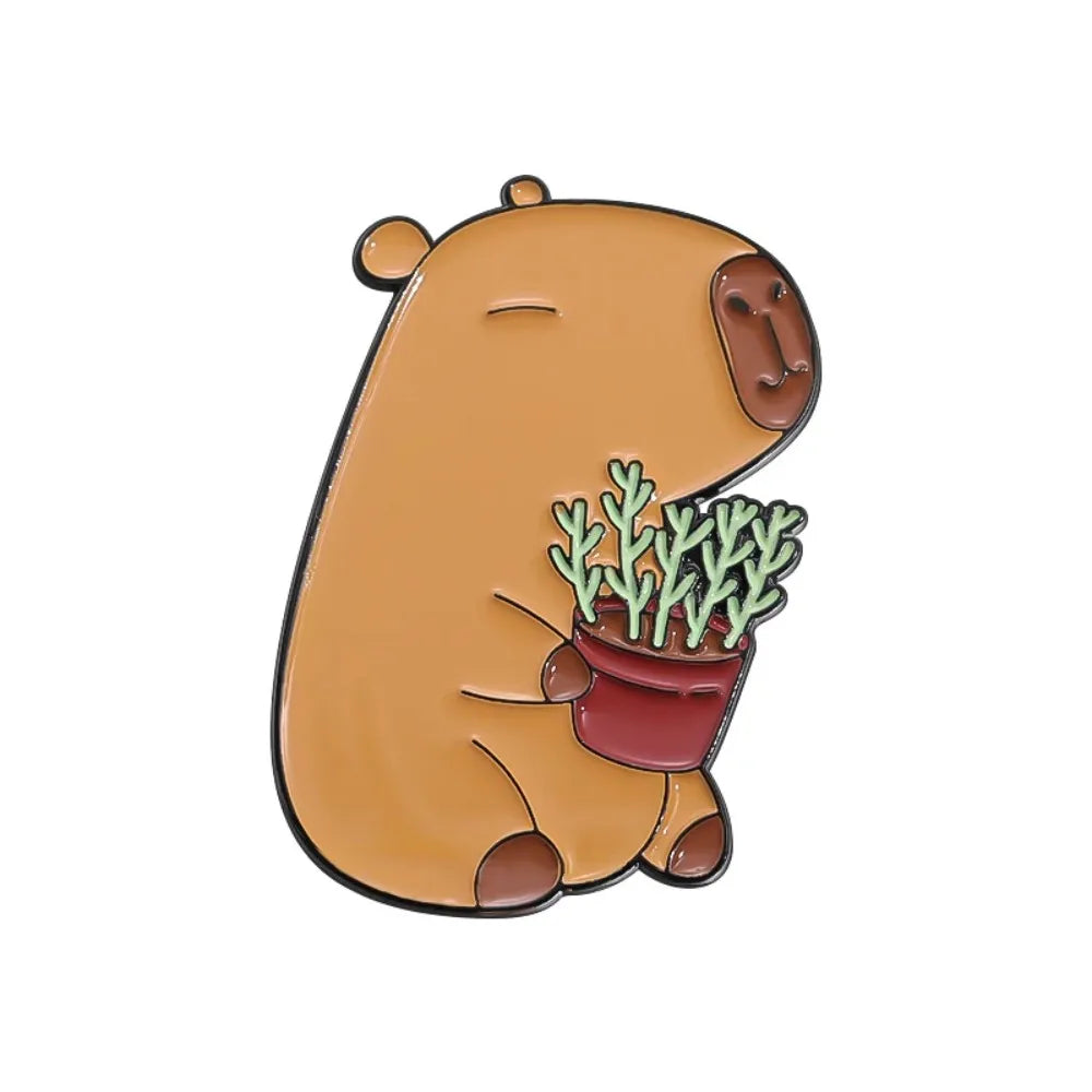 Kawaii Capybara Enamel Pins 🐾 Cute Animal Brooches for Bags & Shirts 🎒 Perfect Gift for Friends & Kids! 🌟