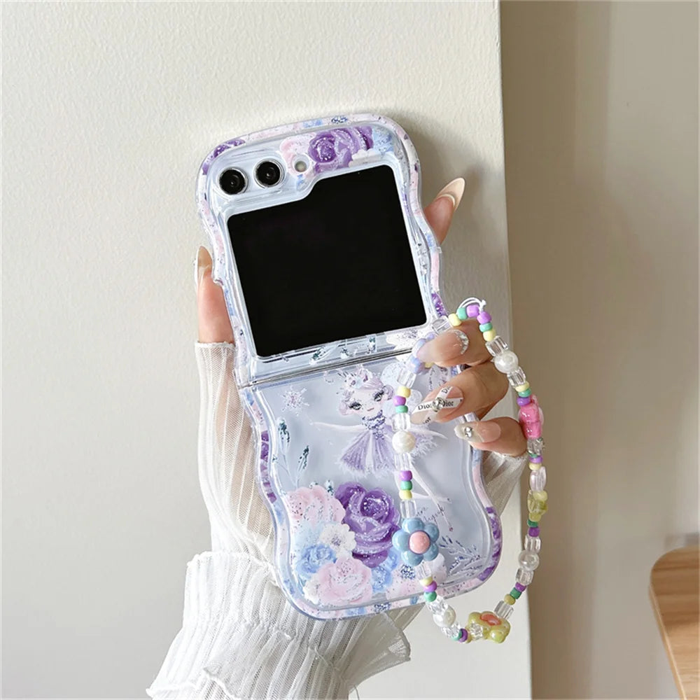 πΈ Whimsical Floral Charm Bracelet Case for Samsung Galaxy Z Flip 6/5/4/3 πβ¨