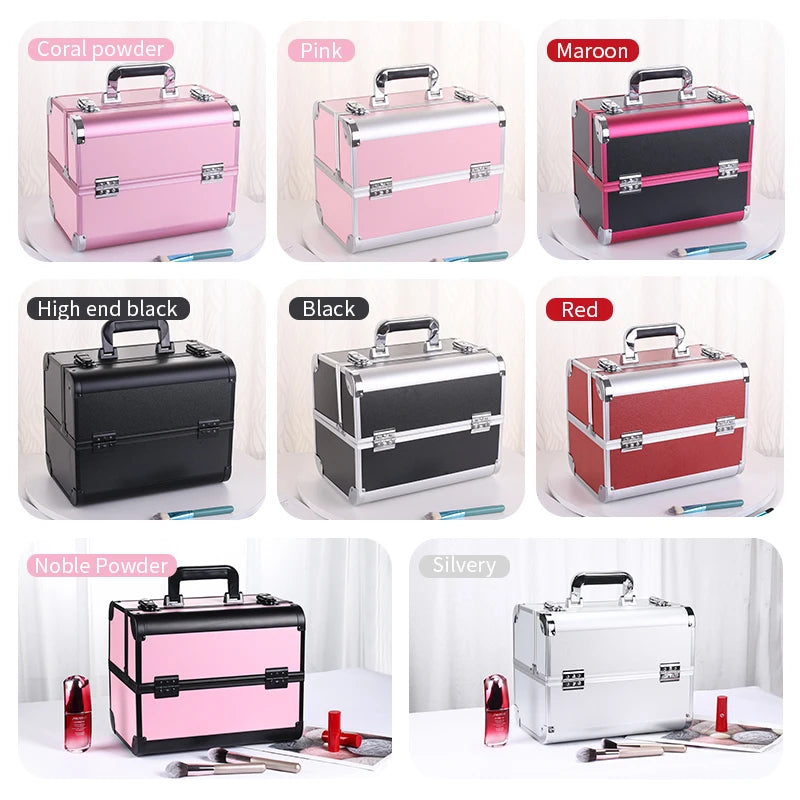 Kawaii Makeup Train Case πβ¨ | Adjustable 4-Tray Organizer with Lockable Compartments ππ