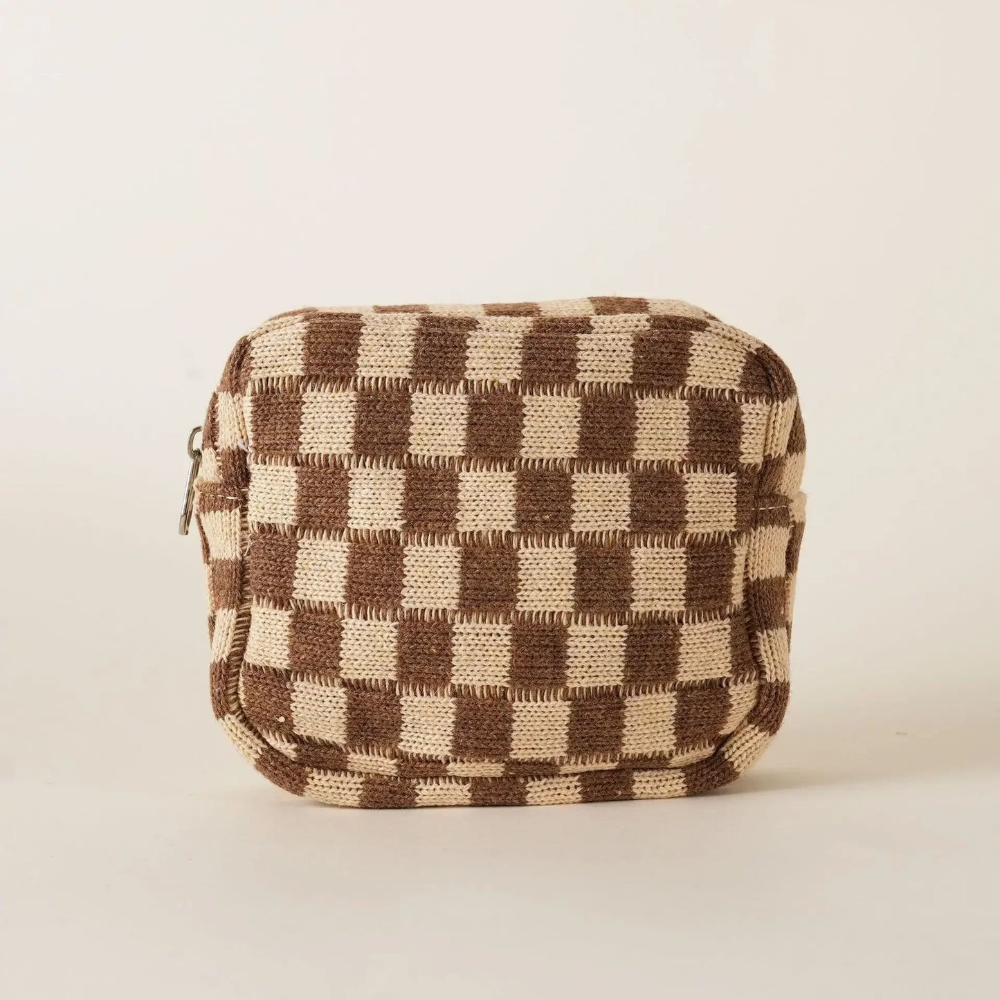 Kawaii Colorful Knitted Checkerboard Mini Makeup Pouch πβ¨ - Portable Cosmetic Bag for Women ππ