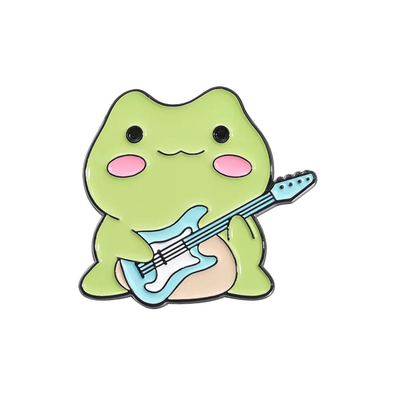 Kawaii Frog Musician Enamel Pins πΈπΆ Adorable Cartoon Brooches for Lapel & Accessories! πβ¨