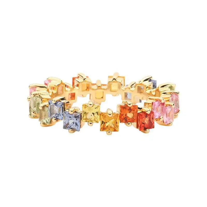 Whimsical Kawaii Adjustable Colorful Zircon Ring πβ¨ | Trendy Geometric Crystal Jewelry for Women ππ