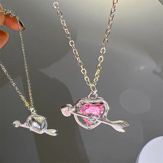 Kawaii Pink Planet Heart Zircon Pendant Necklace ππ | Trendy Clavicle Chain for Fashionable Women | Perfect Valentine's Day Gift πβ¨