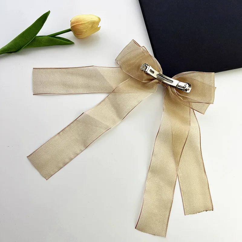 β¨Sweet Blue Satin Bowknot Hair Clip π Big Ribbon Barrette for Adorable Hairstyles π