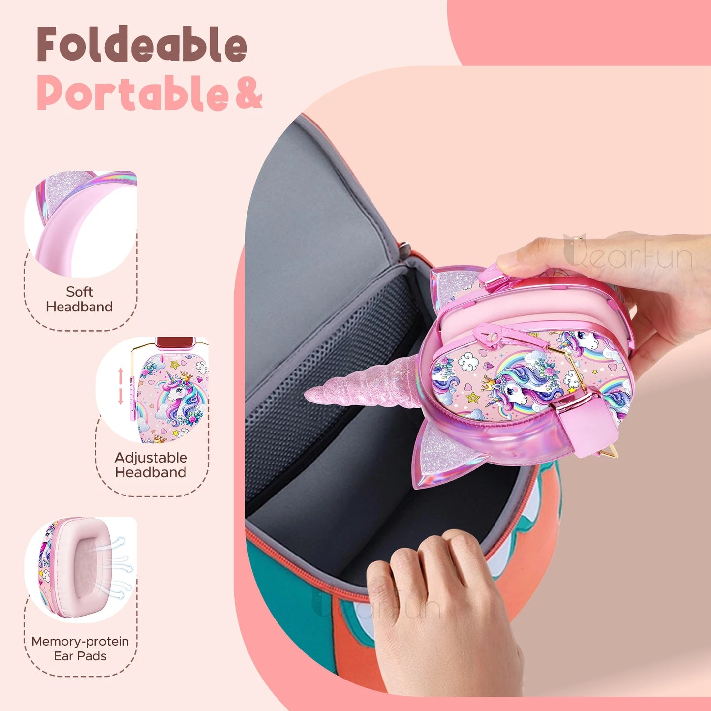 πβ¨ Adorable Unicorn Kids Headphones with Mic π§ | 85dB Volume Limit for Safe Listening π | Perfect for iPads, School & Travel π¦π