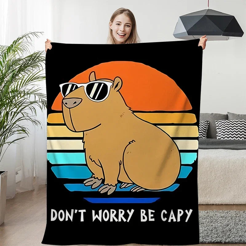 Kawaii Capibara Cuddle Blanket πΎβ¨ | King Size Fluffy Fleece for Cozy Winters!