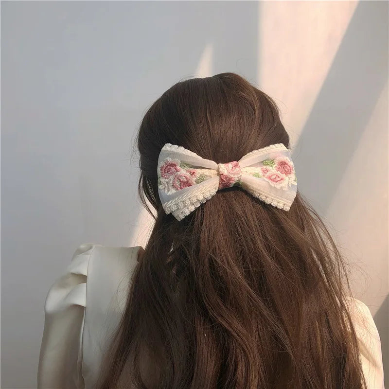 Charming Floral Lace Hair Bows πΈβ¨ Big Clips for Elegant Spring Styles ππΌ