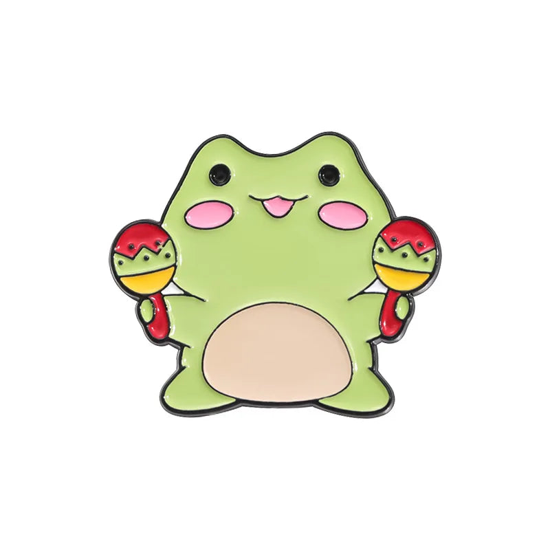 Kawaii Frog Musician Enamel Pins πΈπΆ Adorable Cartoon Brooches for Lapel & Accessories! πβ¨