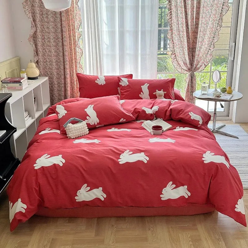 Kawaii Strawberry Dreams Duvet Cover Set - Adorable 3-Piece Cotton Bedding for Cozy Comfort ๐โจ