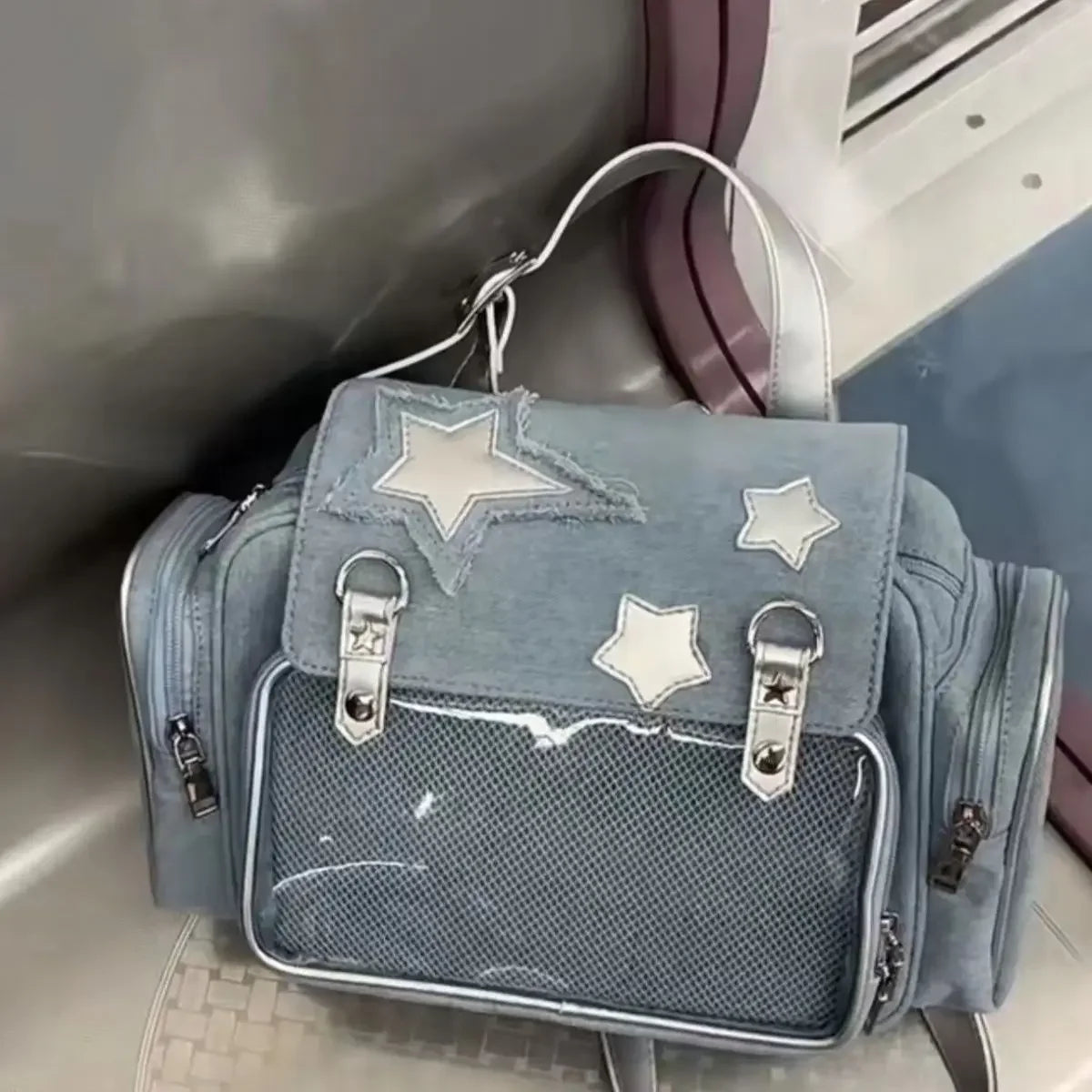 Kawaii Denim Dream πβ¨ Spicy Y2K Backpack for Trendy Women π - Japanese Korean Style Jeans Bag! ππ§