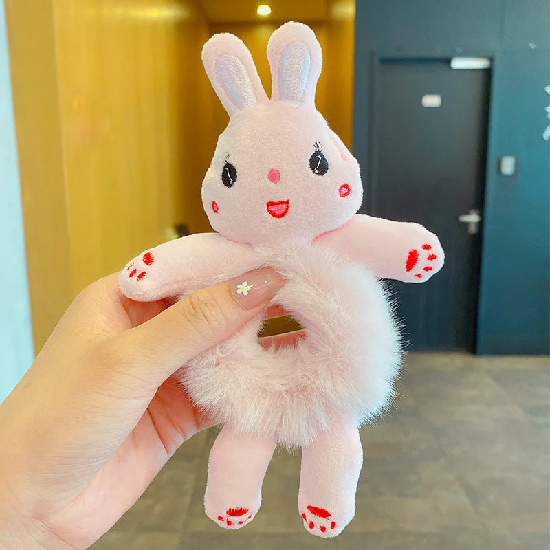 Kawaii Cute Cartoon Animal Hair Ties πΎβ¨ - Adorable Plush Headbands for Kids, Safe & Stylish Hair Accessories!