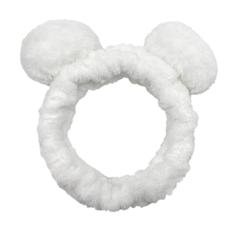 Women Wash Face Makeup Soft Coral Fleece Elastic Headband Head Wrap Cute Rabbit Bow Animal Ears Hairband Girl Hair Accessories