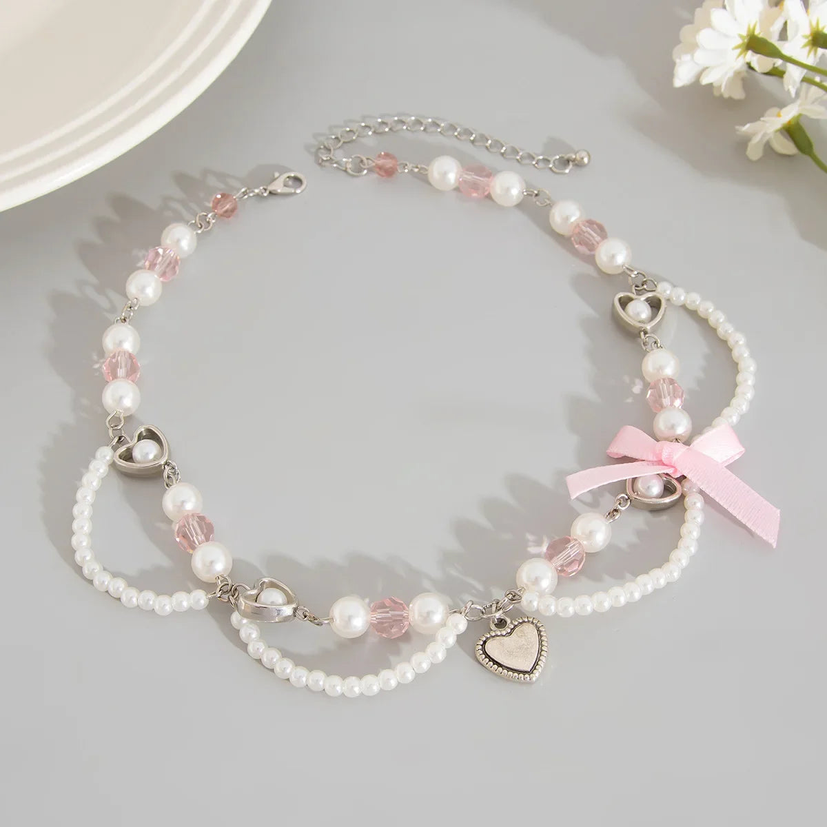 Kawaii Strawberry Pearl Choker πβ¨ | Sweet Aesthetic Necklace for Women πΈπ