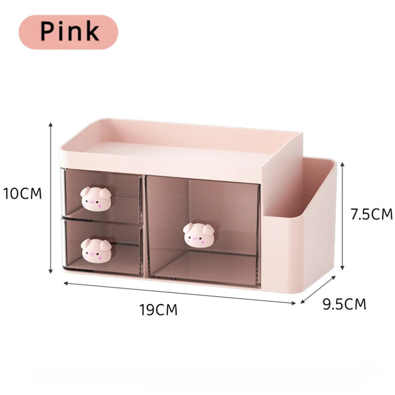 Kawaii Clear Desk Organizer πβ¨ - Cute Multi-Functional Storage Box for Stationery & Accessories! πΆπ