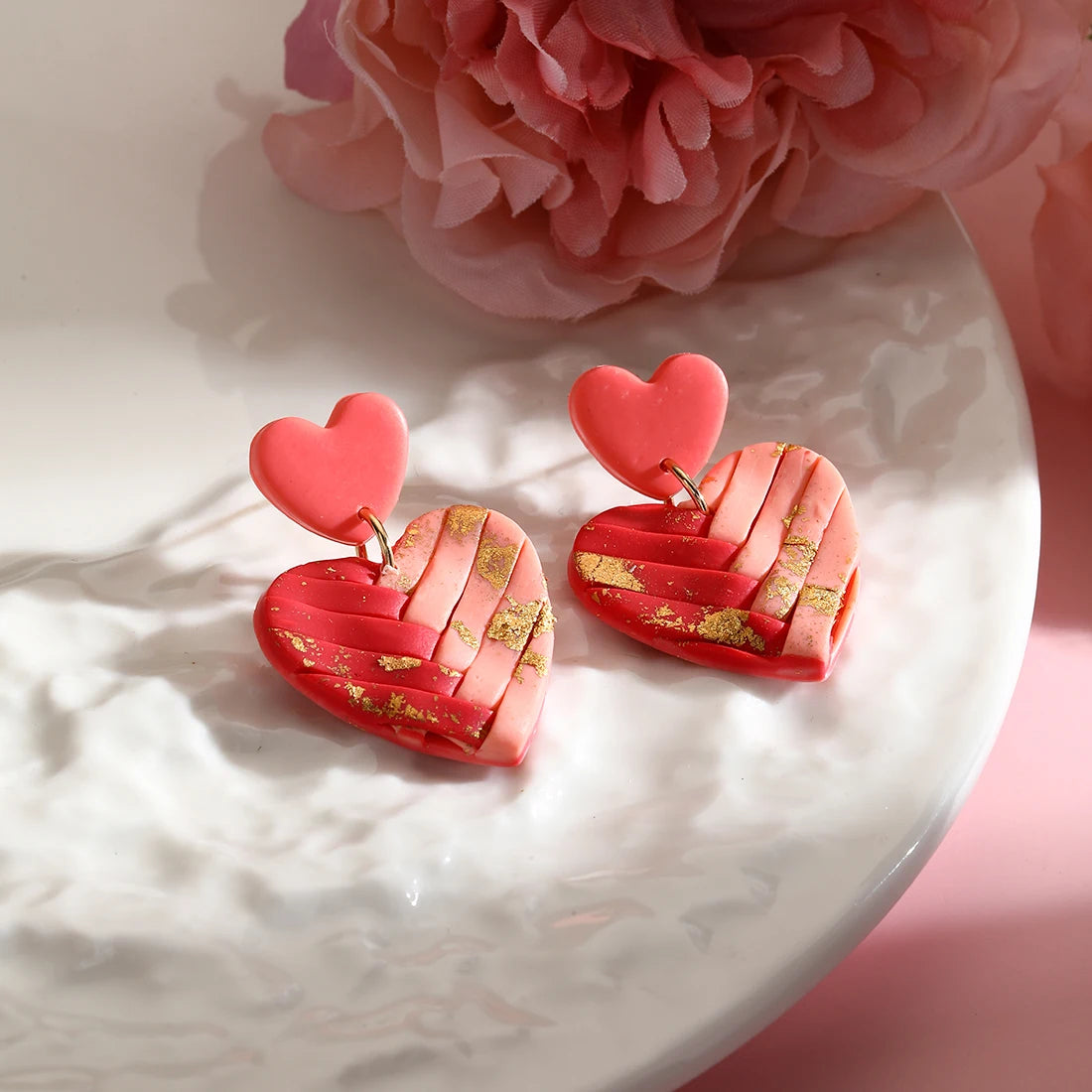 Kawaii Rainbow Heart Dangle Earrings ππ | Handmade Polymer Clay Fun Gifts for Girls & Women πβ¨