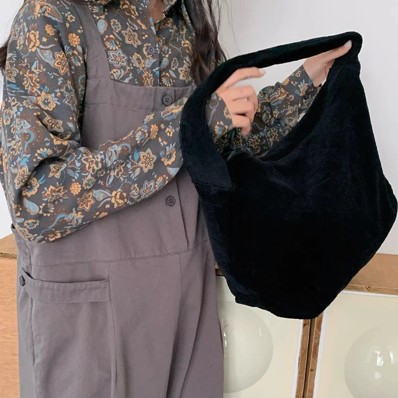 Kawaii Corduroy Shell Shoulder Bag πβ¨ - Retro Japanese & Korean Style, Spacious & Chic! ππ - Pixie Quill