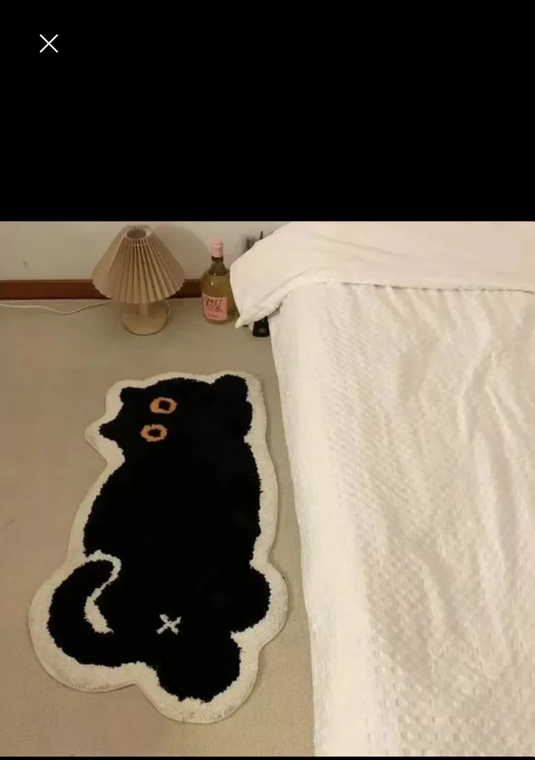 Kawaii Black Cat Girl Floor Mat πΎβ¨ | Cozy Cartoon Absorbent Carpet for Bedroom & Bathroom ππ€