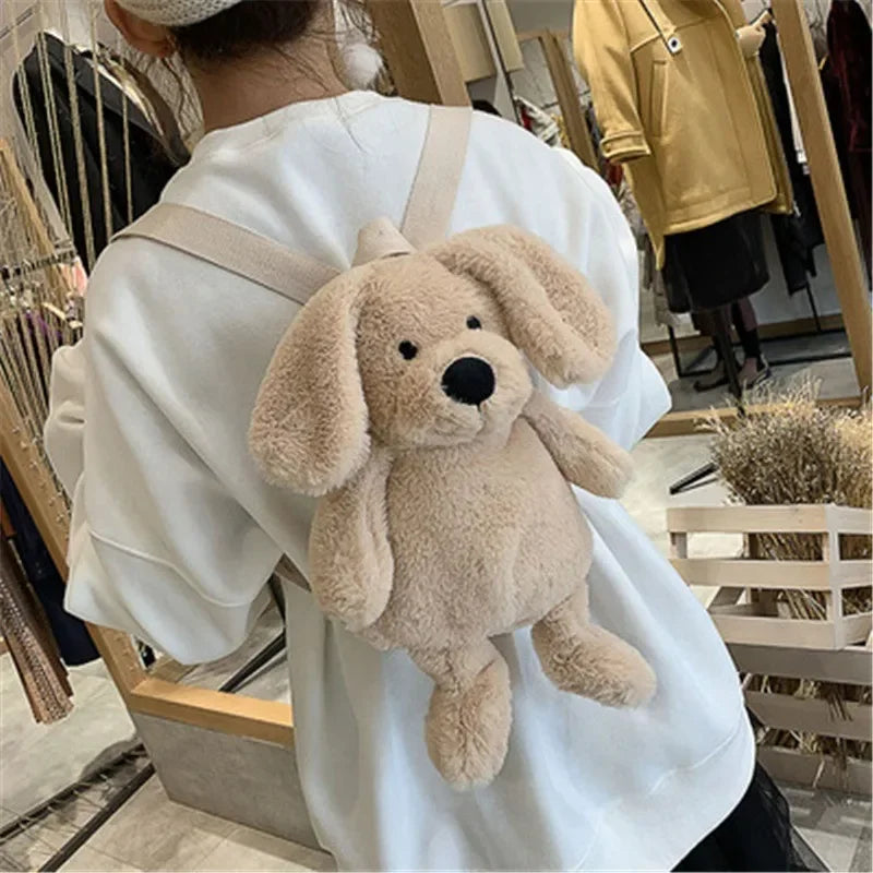 Kawaii Dog Plush Backpack ππΆ - Adorable Cartoon Animal Bag for Girls & Kids! π