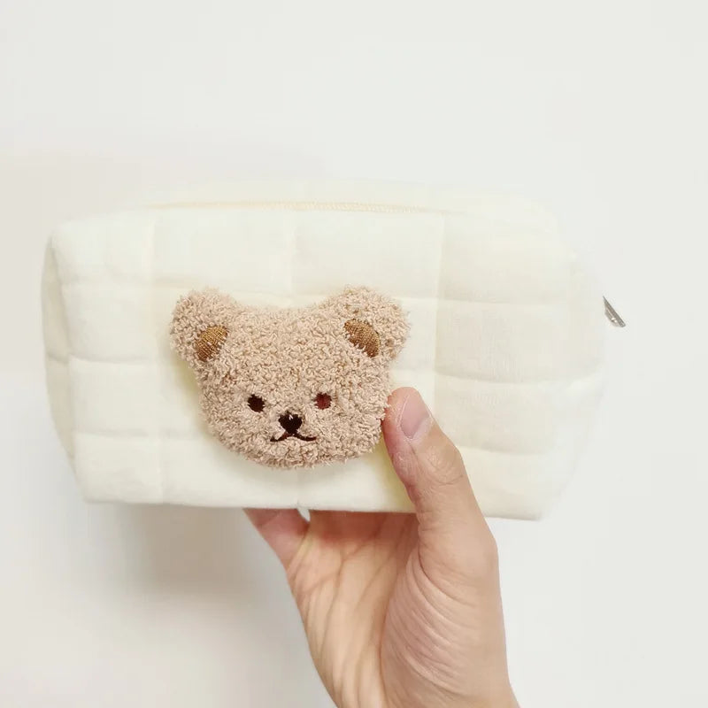 Kawaii Bear Baby Toiletry Bag π»β¨ - Cute Cotton Makeup & Diaper Organizer for Moms! πΌπ