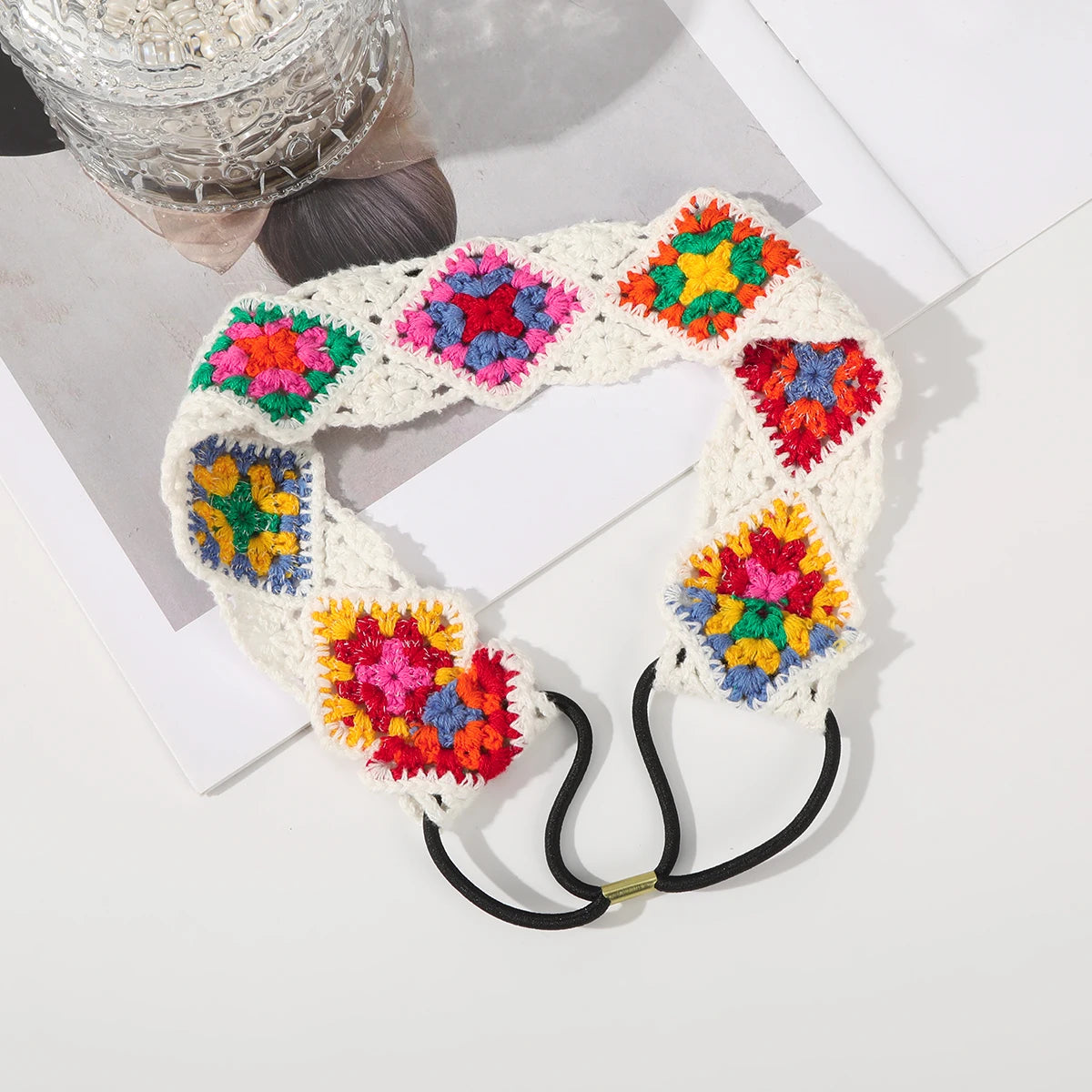 Kawaii Boho Flower Crochet Headband ๐ธโจ Vintage Turban Hair Scarf for Women - Fashionable Accessory for Every Season!