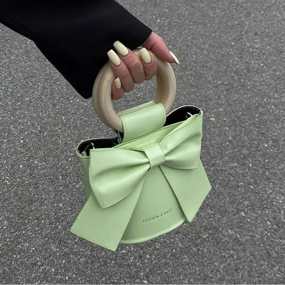 Kawaii Bow Tie Mini Bucket Bag πβ¨ | Cute Leather Crossbody Handbag for Sweet Fashionistas ππ