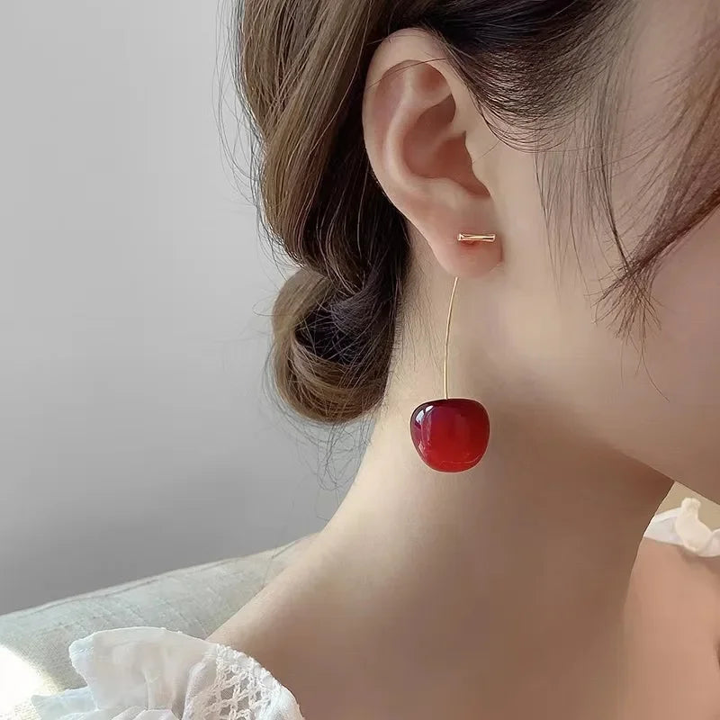 Kawaii Sweet Cherry Drop Earrings πβ¨ | Cute Resin Fruit Jewelry for Women | Fashionable Party Accessories & Gifts! π