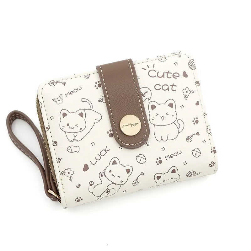 Kawaii Cat Girls Zipper Wallet πΎπ | Cute Short Purse for Students - Adorable Card Holder & Money Bag!