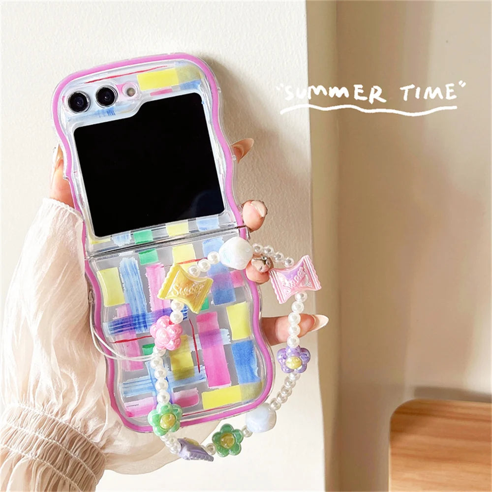 πΈ Whimsical Floral Charm Bracelet Case for Samsung Galaxy Z Flip 6/5/4/3 πβ¨