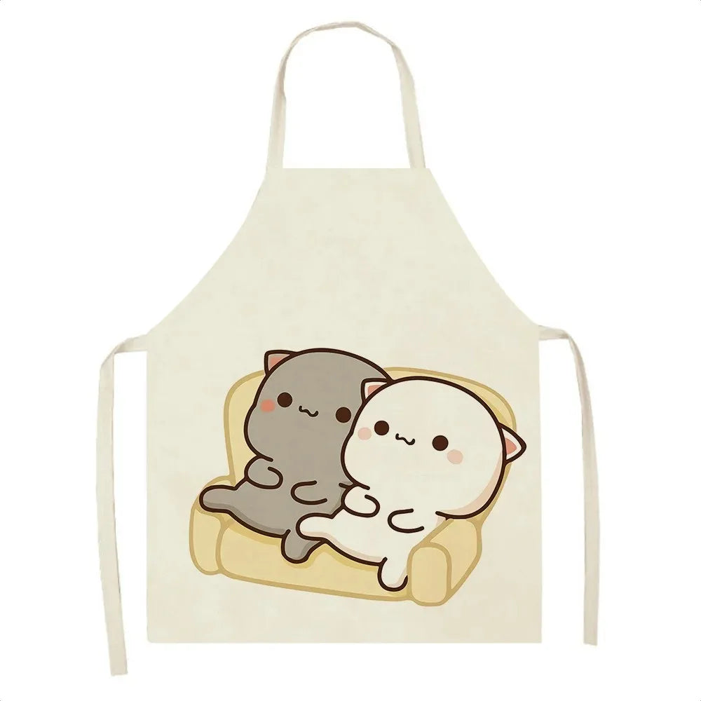 Cute Cartoon Cat Cooking Apron ππ± - Fun & Mess-Free for Couples in the Kitchen π³π©βπ³ - Pixie Quill