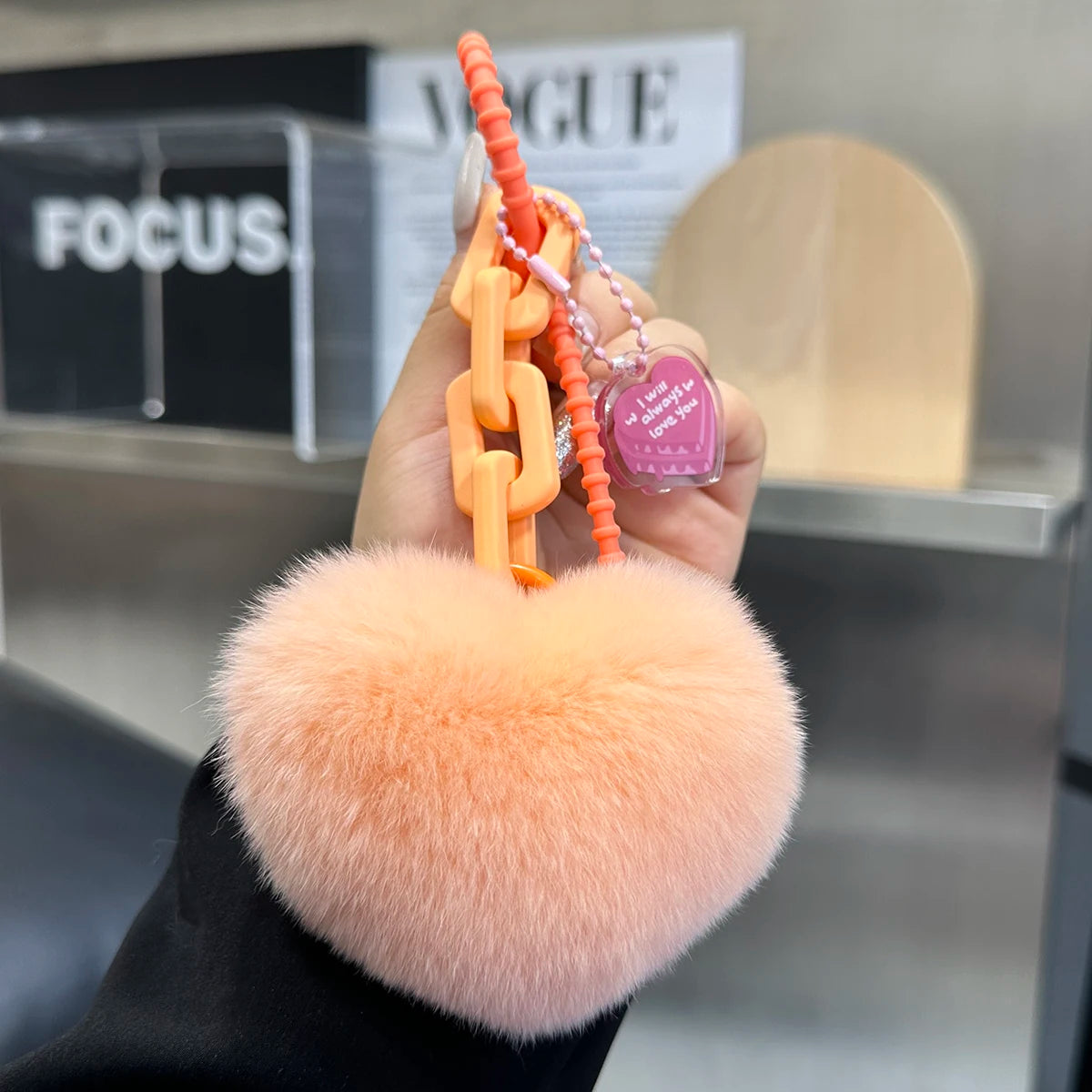 Kawaii Heart Rabbit Fur Keychain π°π | Adorable Fluffy Bag Charm for Women & Girls πβ¨