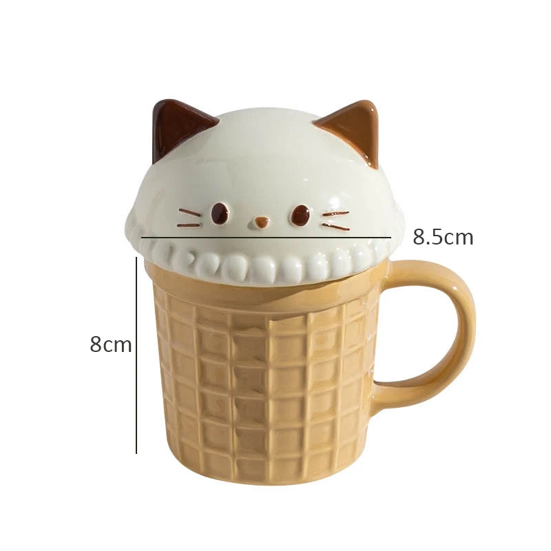 Kawaii Animal Mug π Adorable Cat, Bunny & Bear Ceramic Cup πΎ Perfect for Tea & Coffee Lovers π 350ml Delight!