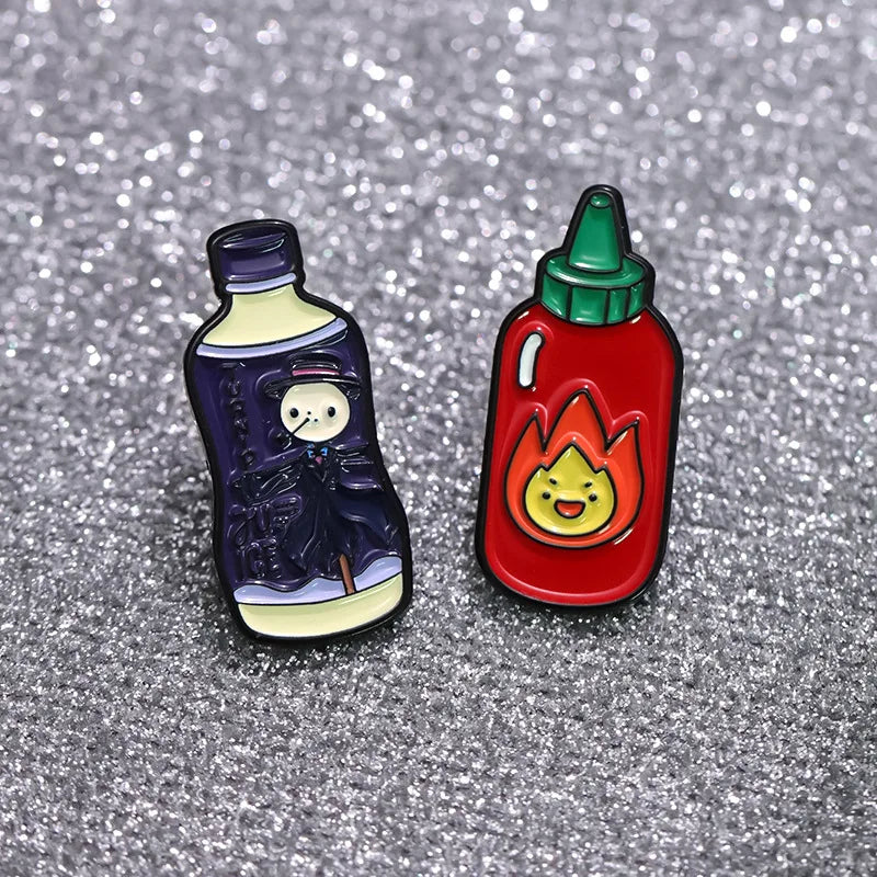 Kawaii Fire Demon Ramen Enamel Pins πβ¨ Custom Cartoon Brooches for Kids π Adorable Anime Jewelry Gift